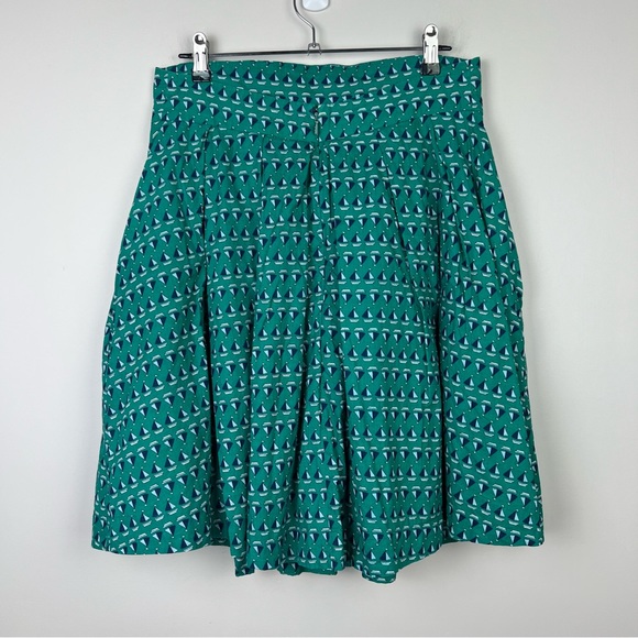 Emily and Fin Skirt Boat Nautical Green High Waist Pleated Pockets Retro Size L - Picture 7 of 13